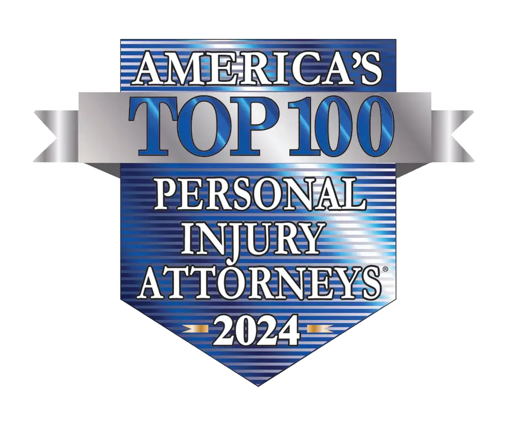 Award badge for Americas Top 100 Personal Injury Attorneys 2024.