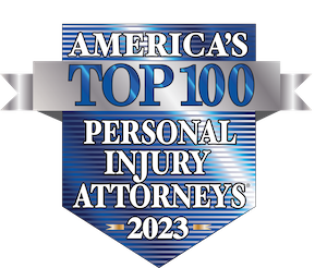 Award badge for Americas Top 100 Personal Injury Attorneys 2023.