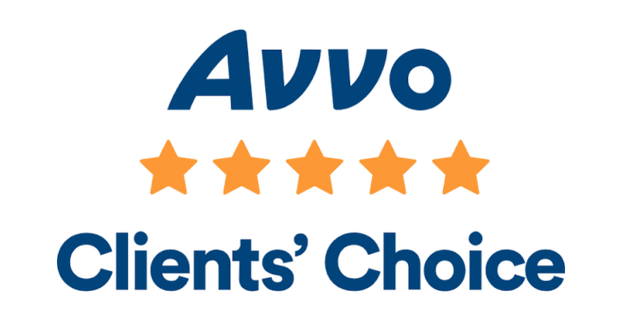 Avvo Clients Choice logo with five orange stars.